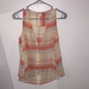 peach flannel tank top